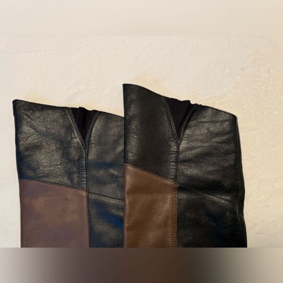 Genuine Leather Over The Knee Women’s Black And Brown Boots Size 8 Handmade - Picture 6 of 15